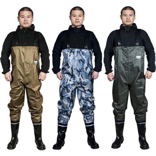 Outdoor Updated Eu38-45 Waterproof Camping Wading Pants Anti-wear Nylon+PU Men Women Fishing Wader Boots Overalls Strap Trousers