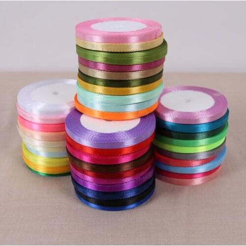 22 Meters High Quality 6mm Ribbons Multicolor Solid Color Satin Ribbons Wedding Decorative Bow Gift Box Wrapping DIY Crafts