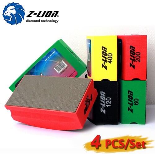 Z-LION 4pcs/Set Electroplated Diamond Hand Pads 100*55mm Arc Shape Back Diamond Technology Professional Hand Polishing Pads