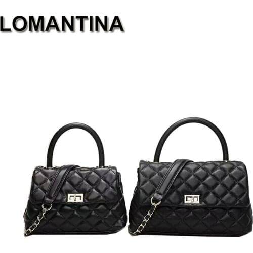 LOMANTINA Elegant Female Plaid Tote Bag 2021 Fashion New High Quality Sheepskin Womens Designer Handbag Shoulder Messenger Tote