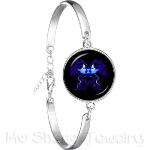 2018 Fashion Bracelet Galaxy Constellation Design 12 Zodiac Sign Horoscope Astrology Silver Plated Bangle For Women