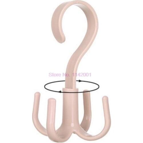 200pcs 4 Hooks Plastic Handbag Clothes Ties Bag Holder 360 Degrees Rotated Belt Closet Hanger Hanging Rack StorageHook