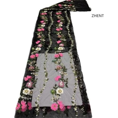 2021 fashion african lace fabric 3d flower with embroidery Nigerian Net Lace French tulle lace fabric For Wedding dress ST-215