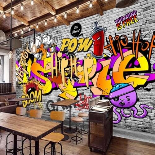Dropship Custom 3D Photo Wallpaper Cartoon Street Graffiti Art Wall Painting KTV Living Room Modern Wallpaper Custom Wallpaper