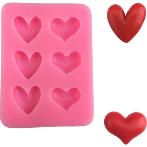 6-hole small love heart shape Chocolate mold Silicone Mould Soap Candle Epoxy Mould Fondant cake decoration tools