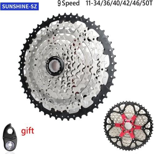SUNSHINE Cassete 9 Speed Bicycle Cassette Flywheel 9S 34/36/40/42/46/50T sprocket for SHIMAN0 M370 M390 M4000 M590 sram 9v