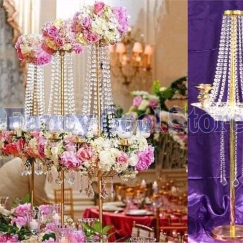 90cm(H) wedding crystal table centerpiece Table chandelier flower stand Gold wedding decoration