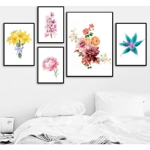 Abstract Lily Pink Rose Tulip Flower Posters Print Canvas Painting Picture Wall Art Modern Modular Nordic Living Room Home Decor