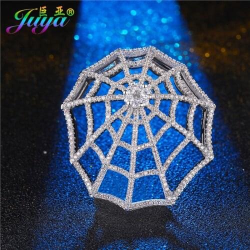 DIY Pearls Necklace Accessories Micro Pave Zircon Hollow Spider Webs Connector Pendants DIY Decorative Sweater Necklace Findings