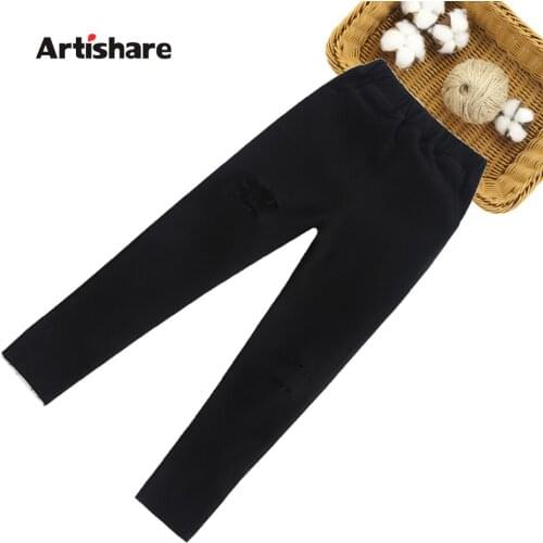 Girl Pants Big Hole Pants Girl Spring Autumn Trousers For Children Casual Style Girls Clothing 6 8 10 12 14