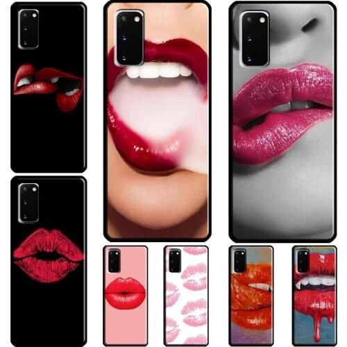 Red Sexy Lips girl Coque For Samsung Galaxy Note 20 Ultra Note 10 Plus S20 FE S21 Ultra S8 S9 S10 Plus Case