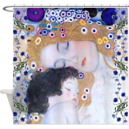 Design Gustav Klimt Mother & Child Decorative Fabric Shower Curtain Bathroom Polyester Decor