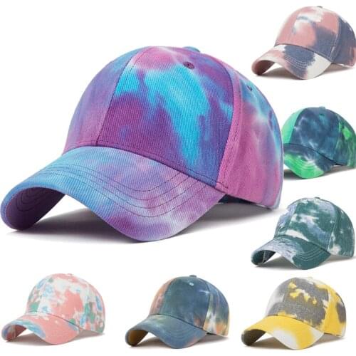 Womens Summer Hat Tie Dye Gradient Japan Harajuku Hat Mens Baseball Cap Popular Mens Cap With Hip-Hop Caps Sunscreen Cap