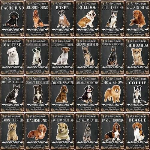 [ Kelly66 ] Pets Dogs Boxer Bulldog Beagle Chihuahua Metal Signs Tin Poster Home Decor Bar Wall Art Painting 20*30 CM Size Dy102