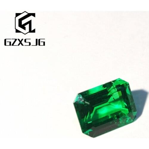 GZXSJG 6x8mm Hydrothermal Emerald Lab Grown Loose Gemstone for Jewelry personal Customize rectangle Emerald Cutting Natural DIY