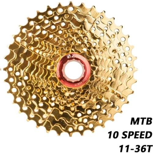 10 Speed 11-36T MTB Gold Freewheel Cassette Mountain Bike Bicycle Compatible for Parts M610 XT M785 SLX M670 M975 k7 NX GX