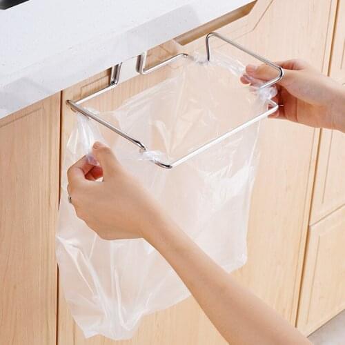 Creative Cabinet Door Back Type Stainless Steel Kitchen Multi-function Finisher Towel Rag Garbage Bag Storage Rack