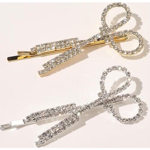 Creative Scissors Shape Women Lady Girls Hair Clip Barrette Accessories Decorations Hair Crystal Hair Hair Delicate Pin Z1R1