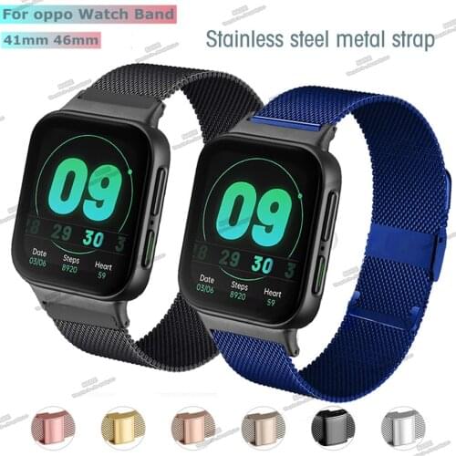 Stainless Steel Magnetic Closure Metal Bracelet for OPPO Watch 46MM 41mm Series Slim Strap for OPPO Watch 46MM 41mm