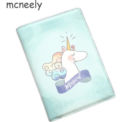 Mcneely Magical Unicorn Passport Cover Women Passport Holder Designer Travel Cover Case Fashion Brand Credit Card Holder 10*14cm