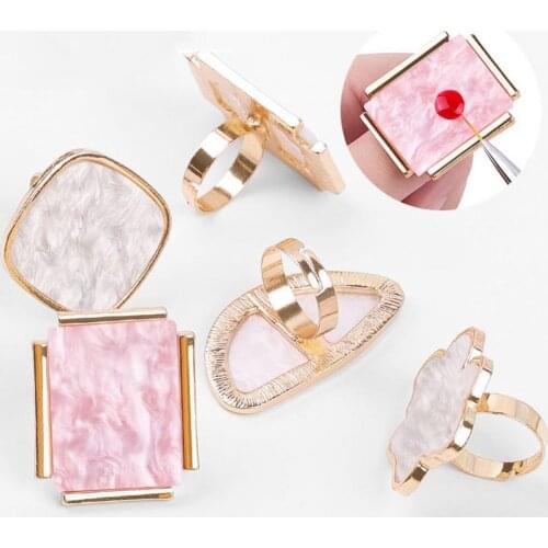 Women Mini Imitation Shell Finger Nail Art Ring Palette Manicure Makeup Tool набор для маникюра Accessories