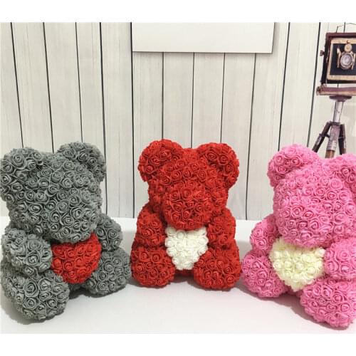 Lovely Big Red Rose Flower Bear Toys Ornaments Gifts for Valentiness Day 25cm SUB Sale
