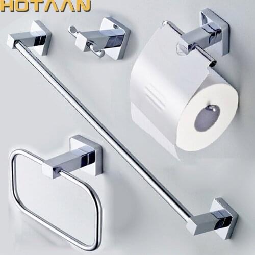 HOTAAN NEW stainless steel Bathroom Accessories Set,Robe hook,Paper Holder,Towel Bar,Towel ring bathroom sets, chrome HT810700A
