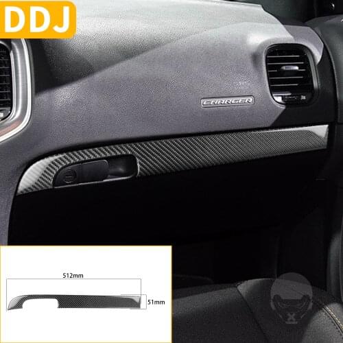 For Dodge Charger Carbon Fiber Sticker 2011-2014 SXT SRT8 Interior Co-pilot Glove Box Trim Stripe Cover Sticker Car Accessories