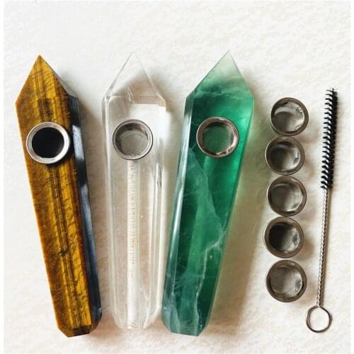Natural Quartz Pipe Smoking Pipe Rose Quartz Point Rod Treatment Gem With Metal Filter Wholesale Price