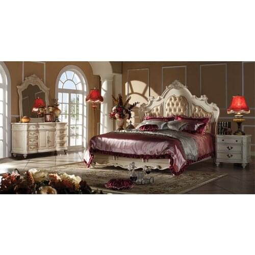 New design leather bed bedroom furniture of royal king size bed Meubles de chambre à coucher de lit king size royal GH04