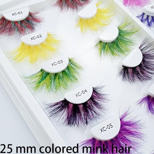 New 10pair Colored Mink Lashes 25mm False Eyelashes Soft Tousled 3D Spectacular Long Natural Mink Makeup