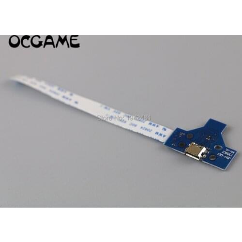 OCGAME 10pcs=5sets 14pin Charge Board with Ribbon Cable For PS4 controller with board jds-001 charge port socket