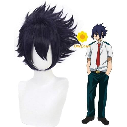 Anime My Hero Academia Tamaki Amajiki Cosplay Dark Blue Wig Boku no Hero Academia Heat-resistant Fiber Hair + Wig Cap Party Men