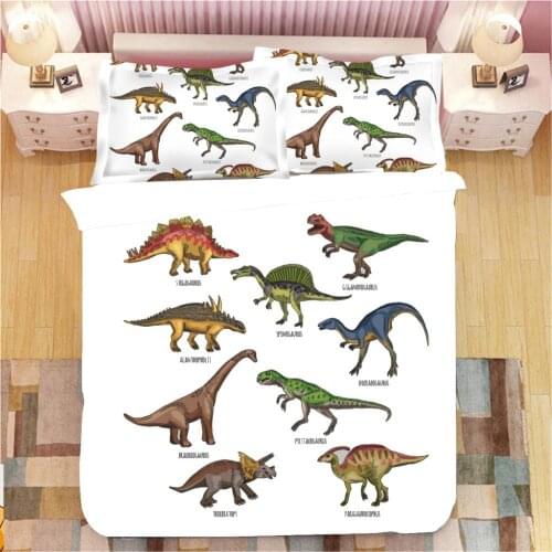 3d Dinosaur Family Bedding Set For Kids Cartoon Printed Bed Cover Single Boys Duvet Cover Set Single Size Bedclothes