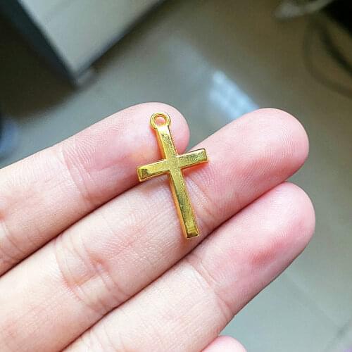 10pcs/Lot 24x14mm Mini Cross Charms Tibetan Gold Pendant Fit For Bracelet Earring Jewelry Making Handmade Accessories Crafts