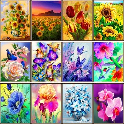 Full round diamond painting Butterfly flowers 5D DIY diamond embroidery mosaic landscape art kit home decoration