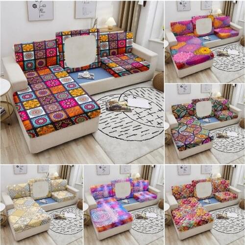 Luxury Mandala Sofa Seat Cushion Cover Furniture Protector for Pets Kids Elastic Stretch Washable Removable Slipcover Sofa Decor