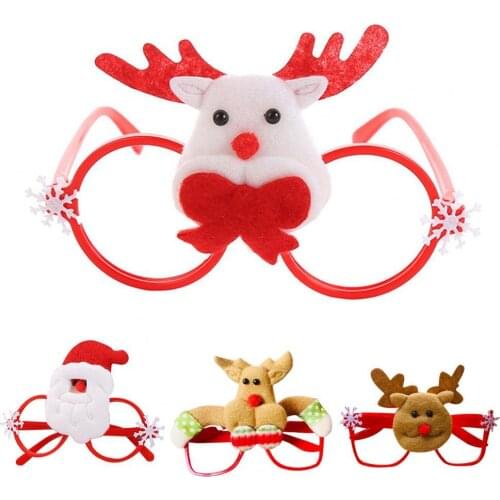 Christmas Glasses Skin-friendly Eye-catching Resin Santa Claus Glasses LED Decorative Xmas Glowing Cartoon Eyeglasses for Party