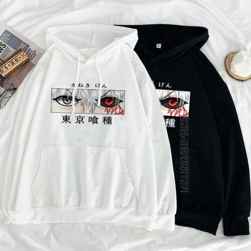 Tokyo Ghoul Kaneki Ken Eyes Japanese Anime Hoodie Comic Loose Cool Sweatshirt Streetwear Harajuku Oversize Womens Hoodie