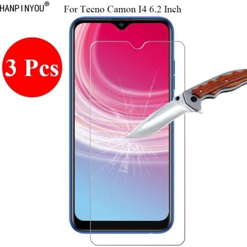 3 Pcs/Lot 9H 2.5D Tempered Glass Screen Protector For Tecno Camon I4 6.2" Protective Film + Clean Tools