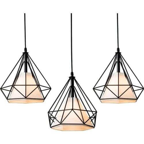 Iron pendant lamp LED pyramid bird cage simple bedroom single-headed lamp tableware pendant lamp three-headed hot sales