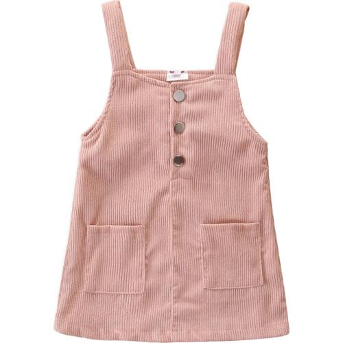 Ma&Baby 1-6Y Toddler Kid Girls Strap Dress Vintage Button Corduroy Dresses For Girls Autumn Spring Clothes Costume DD40