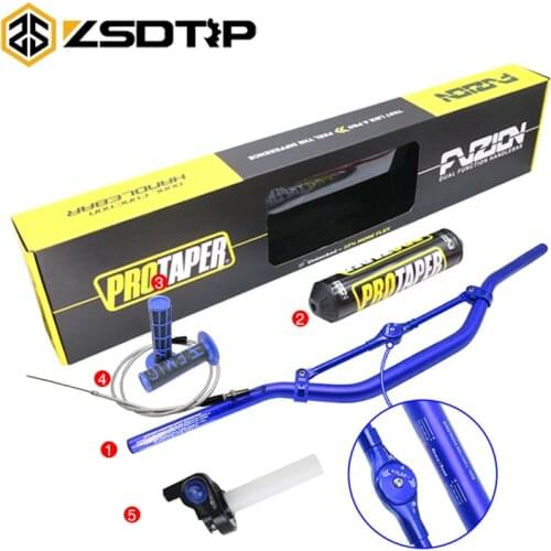 ZSDTRP Motocycle Handlebar Set ProTaper Pack Bar 1-1/8" Handle bar Pads Grips with Throttle Cable Dirt Pit Bike Off-Road Racing