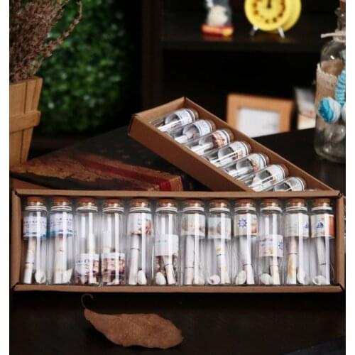 12pcs Nostalgic retro cork shell wishing bottle mini glass crafts small creative lucky drift bottle