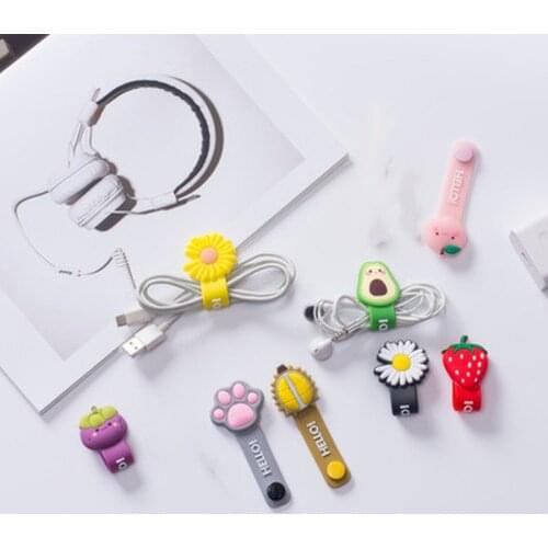 1PC Cartoon Cable Management Earphone Accessories Cord Organizer Charger Cable Protector Clips Cord Holder Desktop Storage Tie