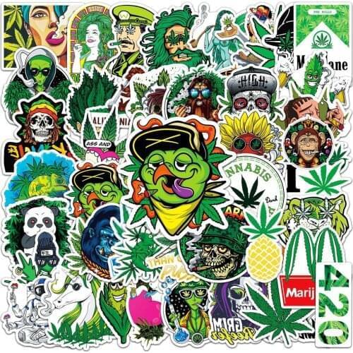 10/30/50PCS Funny Characters Leaves Weed Smoking Graffiti Stickers Laptop Car Skateboard Guitar Motorcycle Cool Sticker Kids Toy