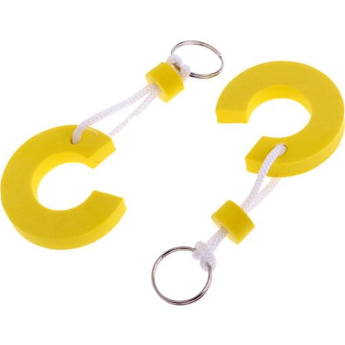 2 Pieces Yellow EVA Floating Yachting Boating Keychain Keyring Kayak Water Sports Beach Swimming Key Float