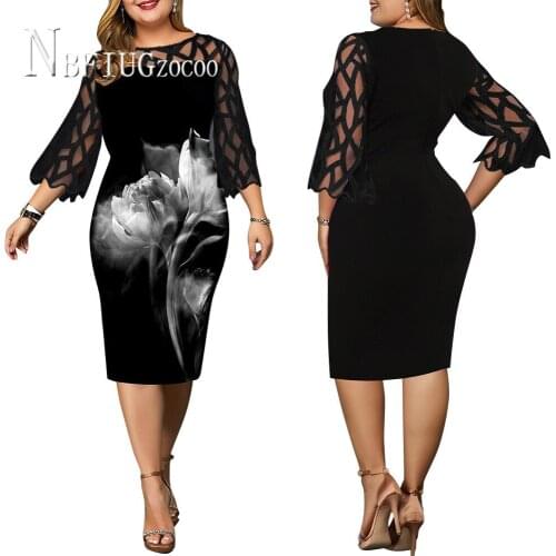 2021 Summer Flower Printed Women Dress Lace Patchwork Plus Size Female Dresses
