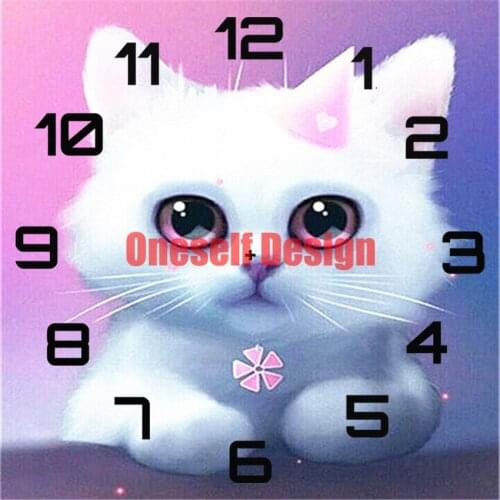 2021 new 5d diamond mosaic sale with clock cat diamond embroidery full set diamond embroidery full set diy frame Christmas gifts