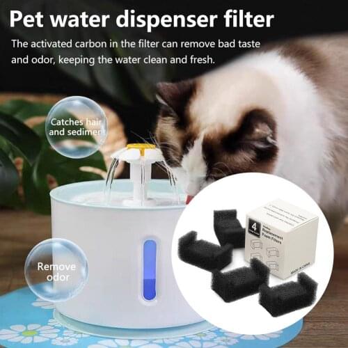4PCS Activated Carbon Replacement Filters Pet Fountain Automatic Flower Water Charcoal Filters Dispenser Compatible Cats Dogs